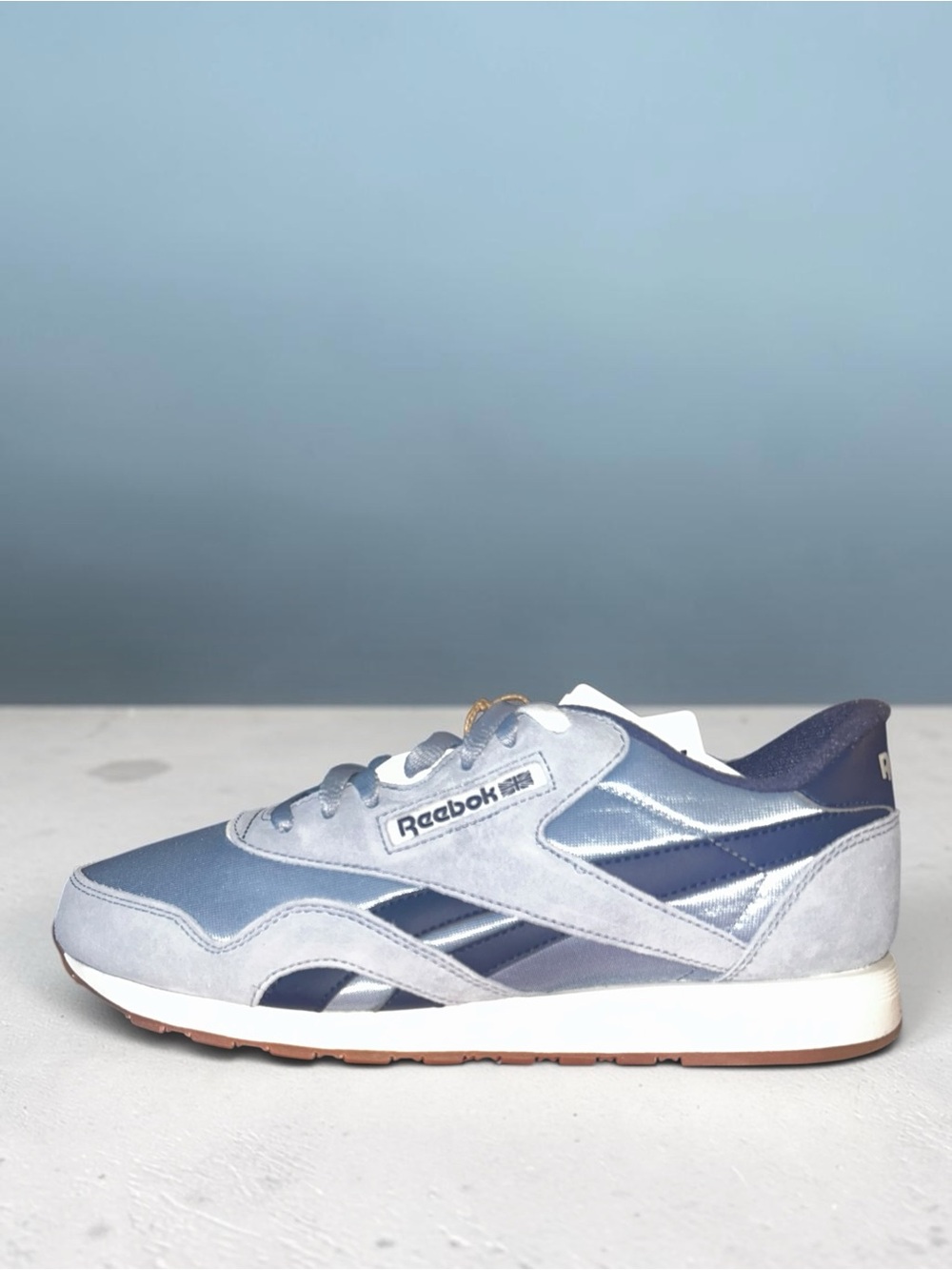 Reebok Classic Nylon in the "Blue/Navy/Chalk" colorway